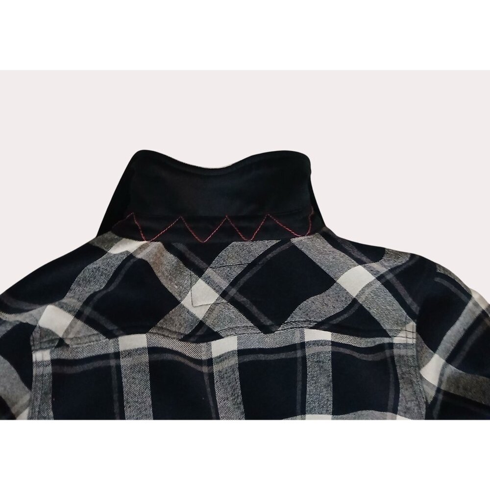 Orvis Womens Plaid Flannel Shirt Jacket Black Gray Snap Button Front S Pockets - Picture 15 of 16
